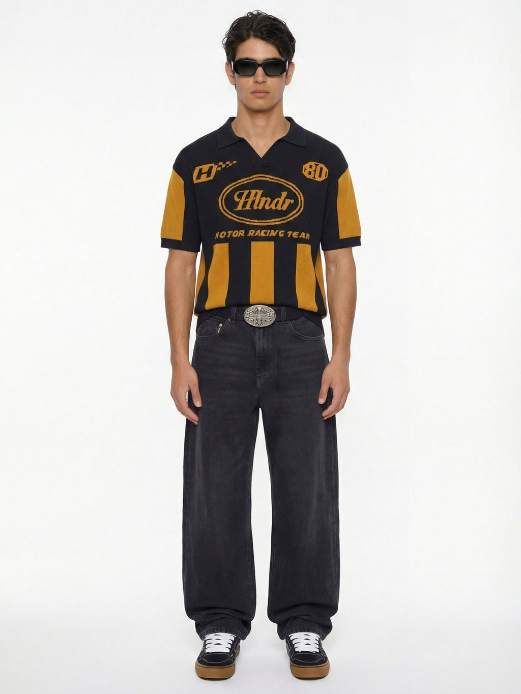 Highlander Men Mustard Printed Polo Collar T-Shirt - Mustard - Image 2