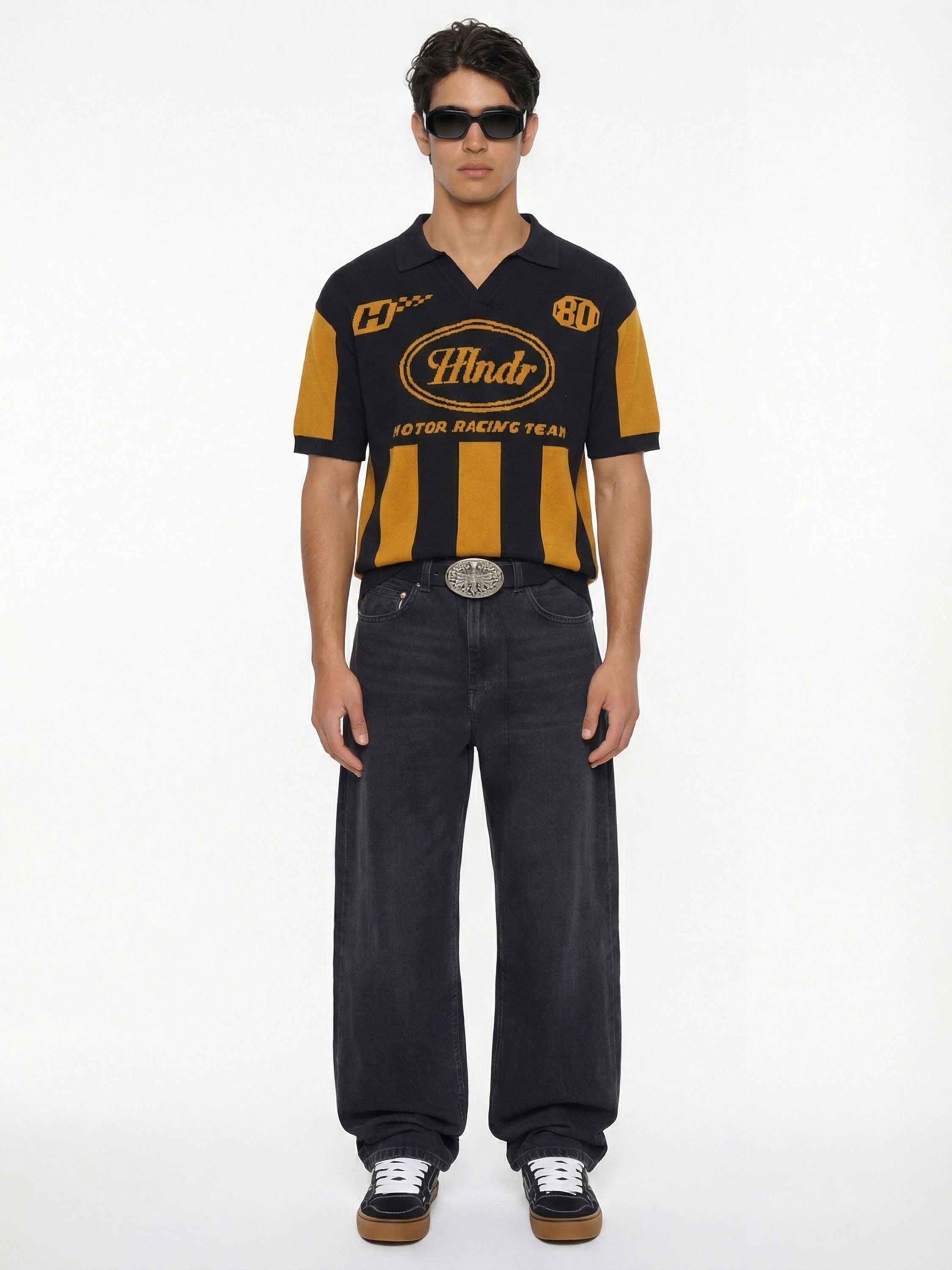 Highlander Men Mustard Printed Polo Collar T-Shirt - Mustard - Image 2