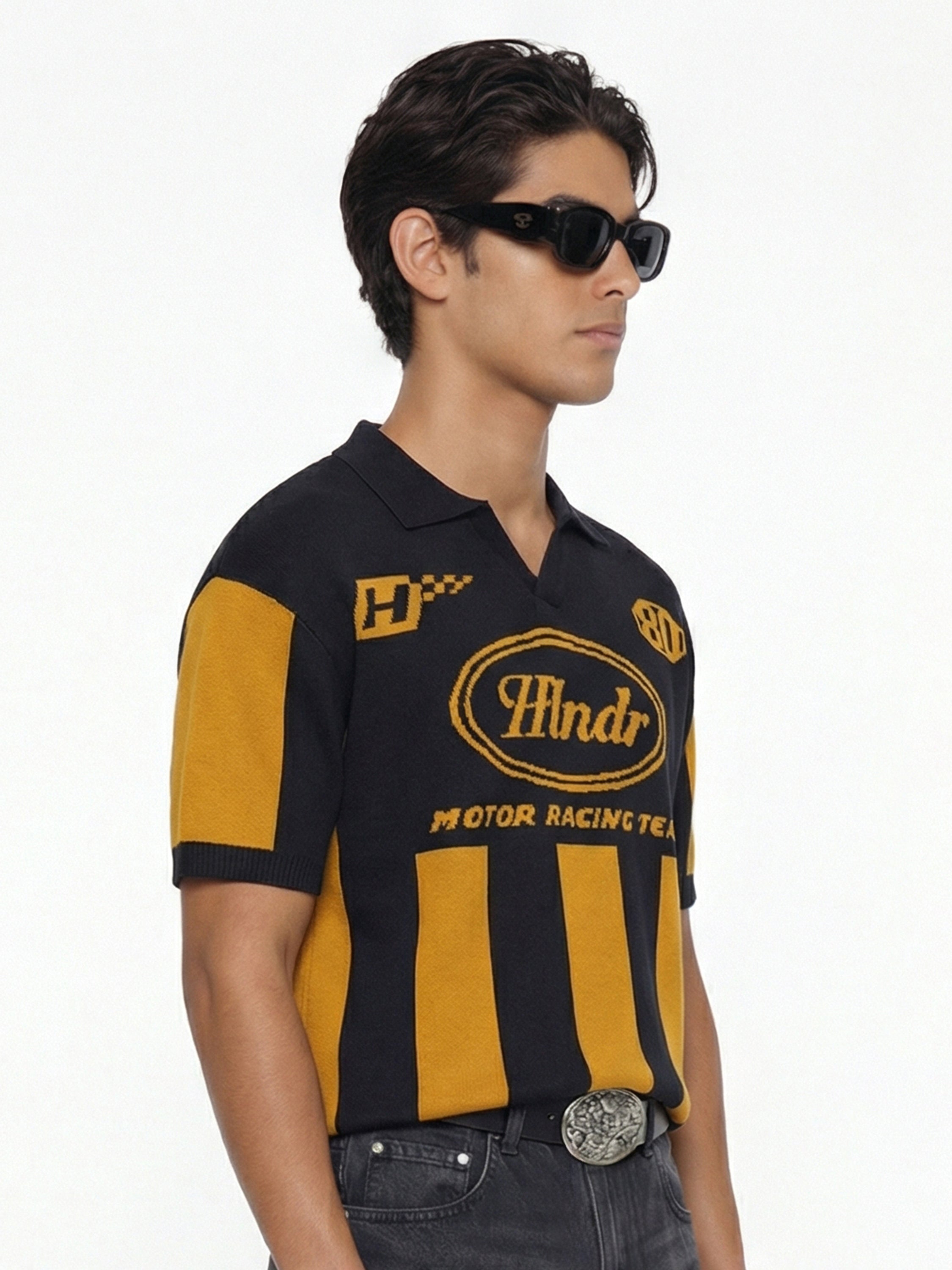 Highlander Men Mustard Printed Polo Collar T-Shirt - Mustard - Image 5