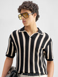 Highlander Men Black Self Design Polo Collar T-Shirt - Black - Image 1