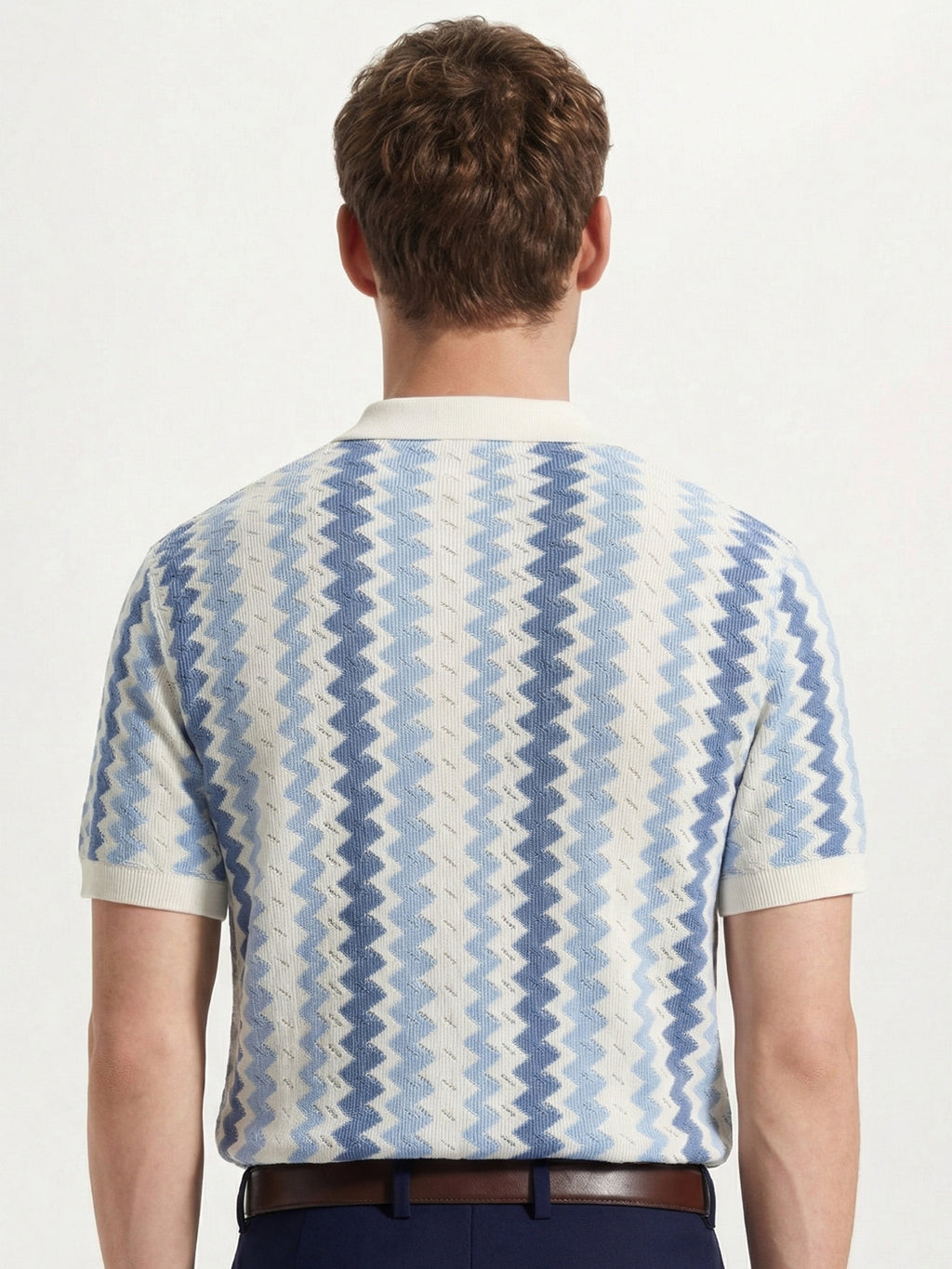 Highlander Men Off White Self Design Polo Collar T-Shirt - Off White - Image 3