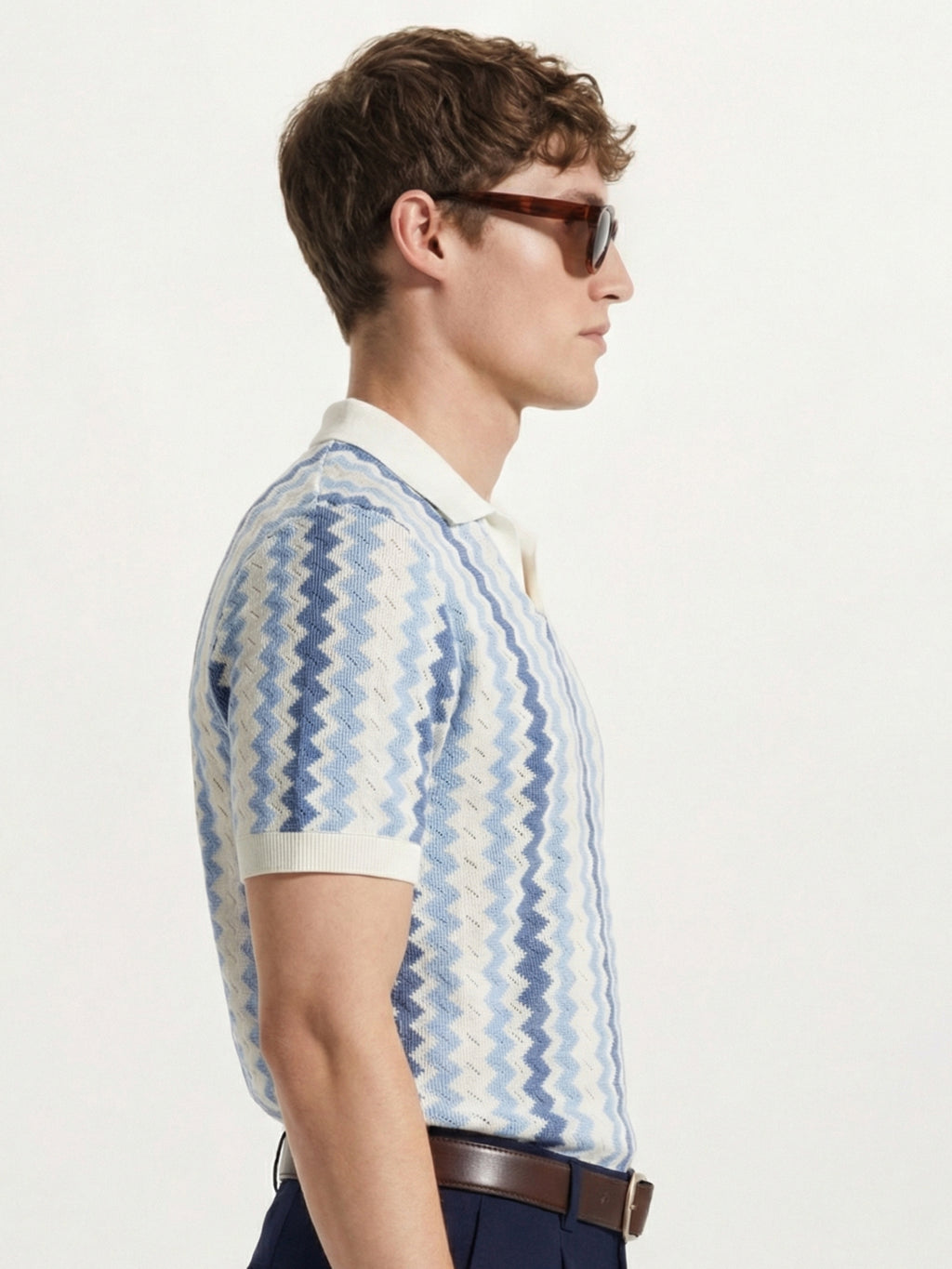 Highlander Men Off White Self Design Polo Collar T-Shirt - Off White - Image 4