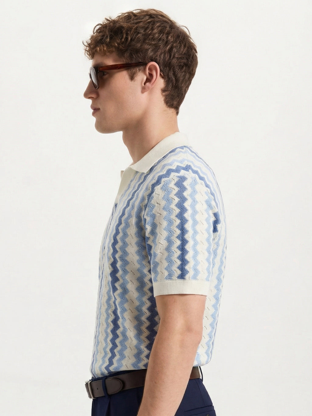Highlander Men Off White Self Design Polo Collar T-Shirt - Off White - Image 5