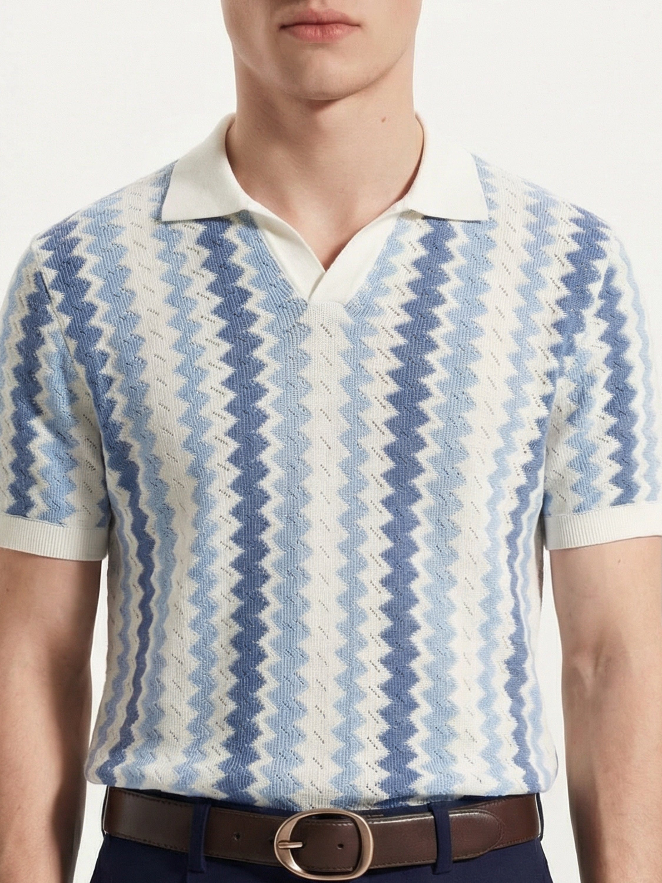 Highlander Men Off White Self Design Polo Collar T-Shirt - Off White - Image 6