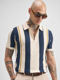 Highlander Men Cream Self Design Polo Collar T-Shirt - Cream - Image 1