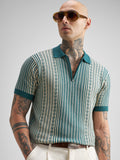 Highlander Men Teal Self Design Polo Collar T-Shirt - Teal - Image 1