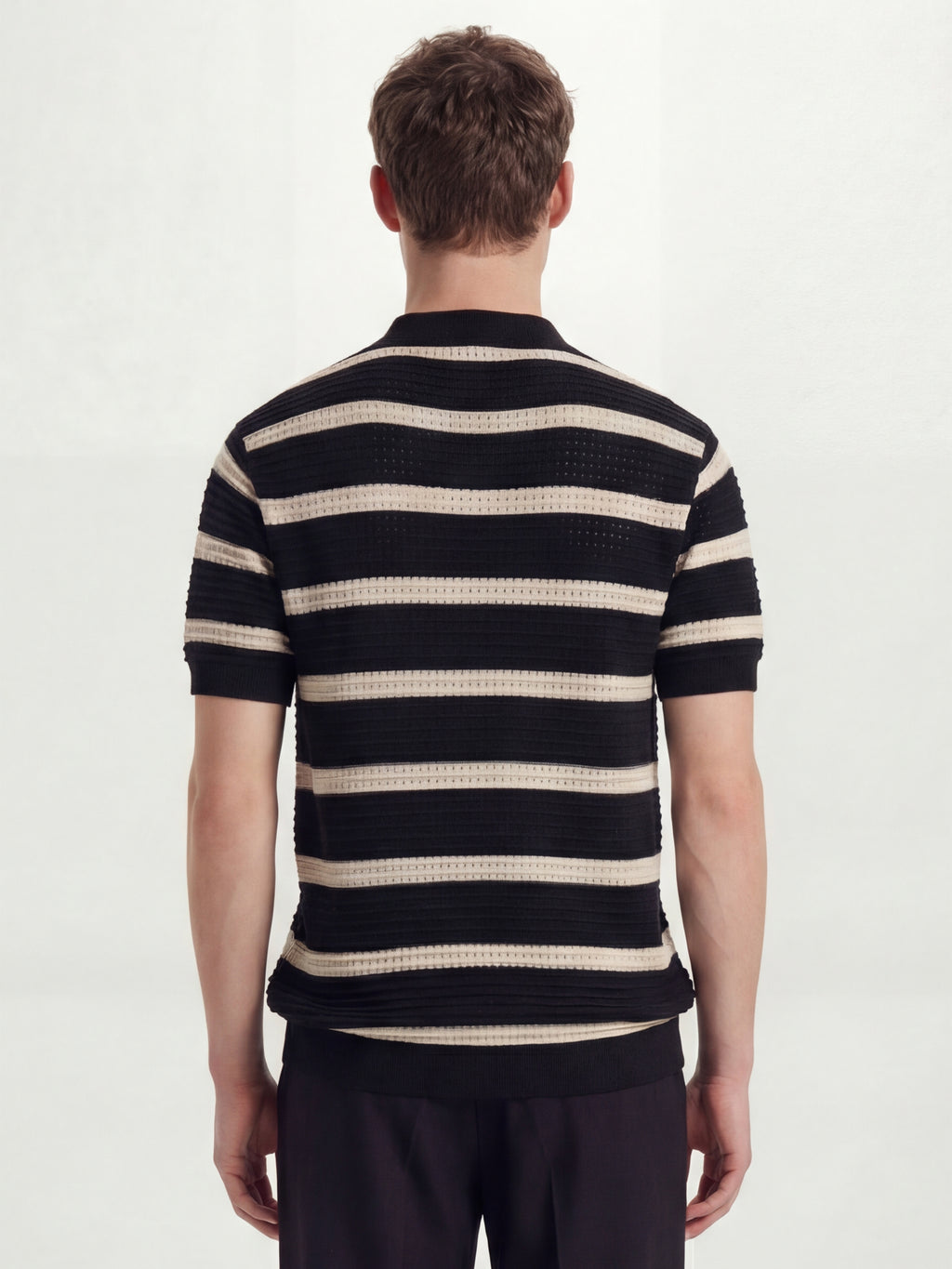 Highlander Men Black Self Design Polo Collar T-Shirt - Black - Image 3