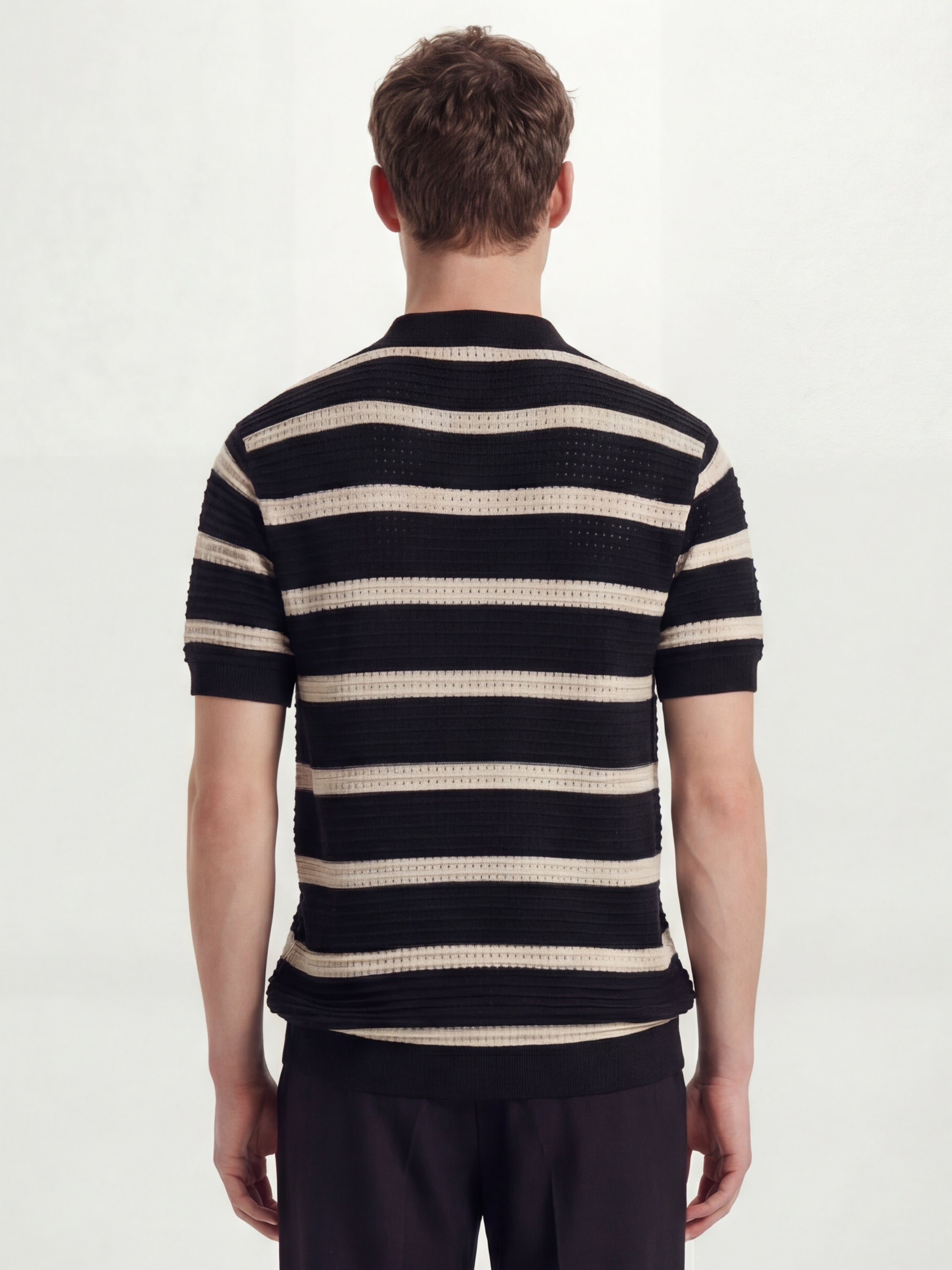 Highlander Men Black Self Design Polo Collar T-Shirt - Black - Image 3
