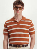 Highlander Men Rust Self Design Polo Collar T-Shirt - Rust - Image 1