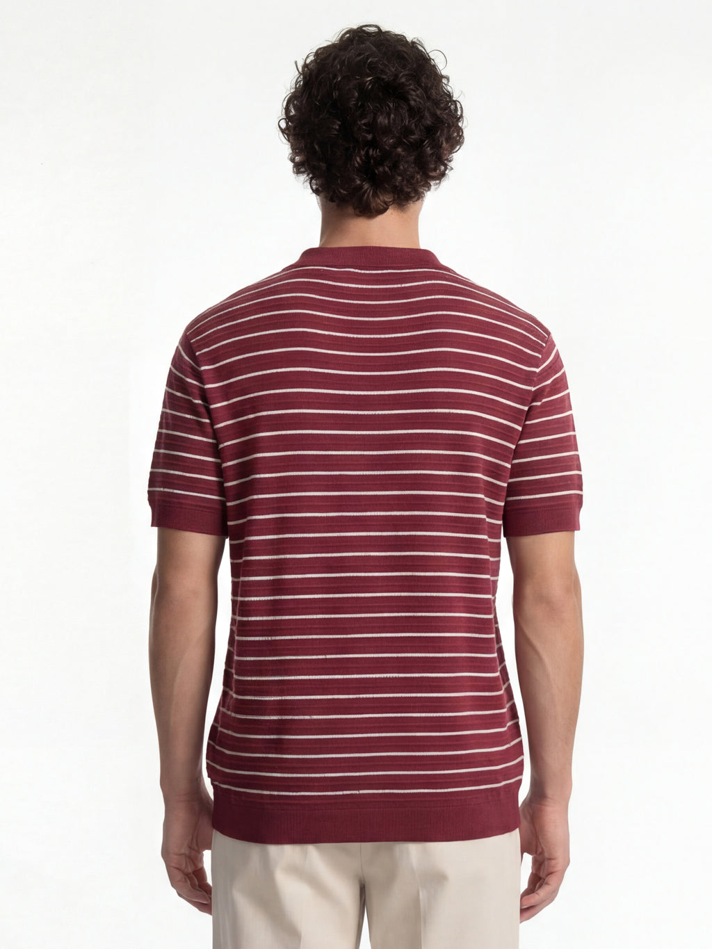 Highlander Men Burgundy Self Design Polo Collar T-Shirt - Burgundy - Image 3