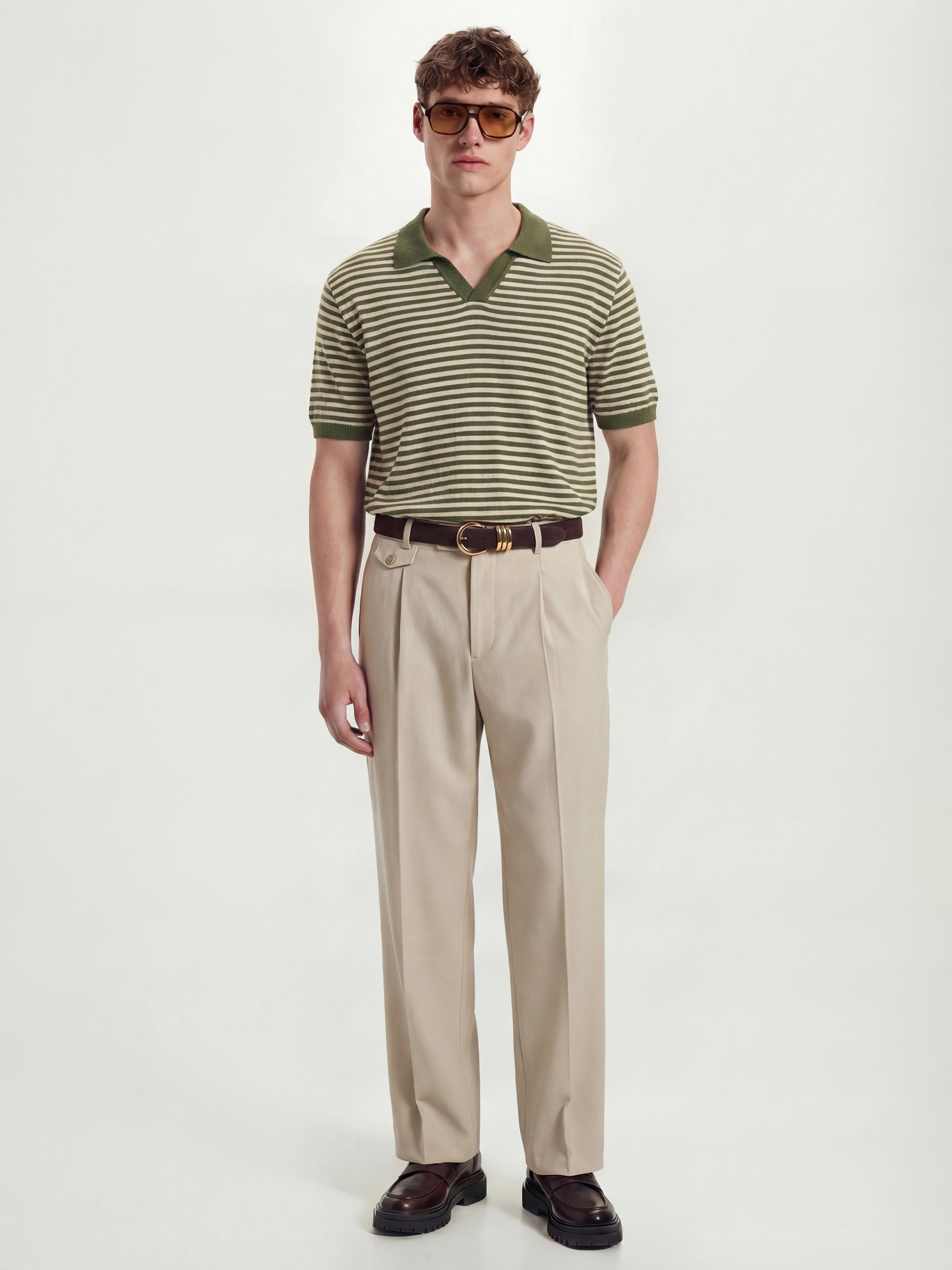 Highlander Men Olive Self Design Polo Collar T-Shirt - Olive - Image 2