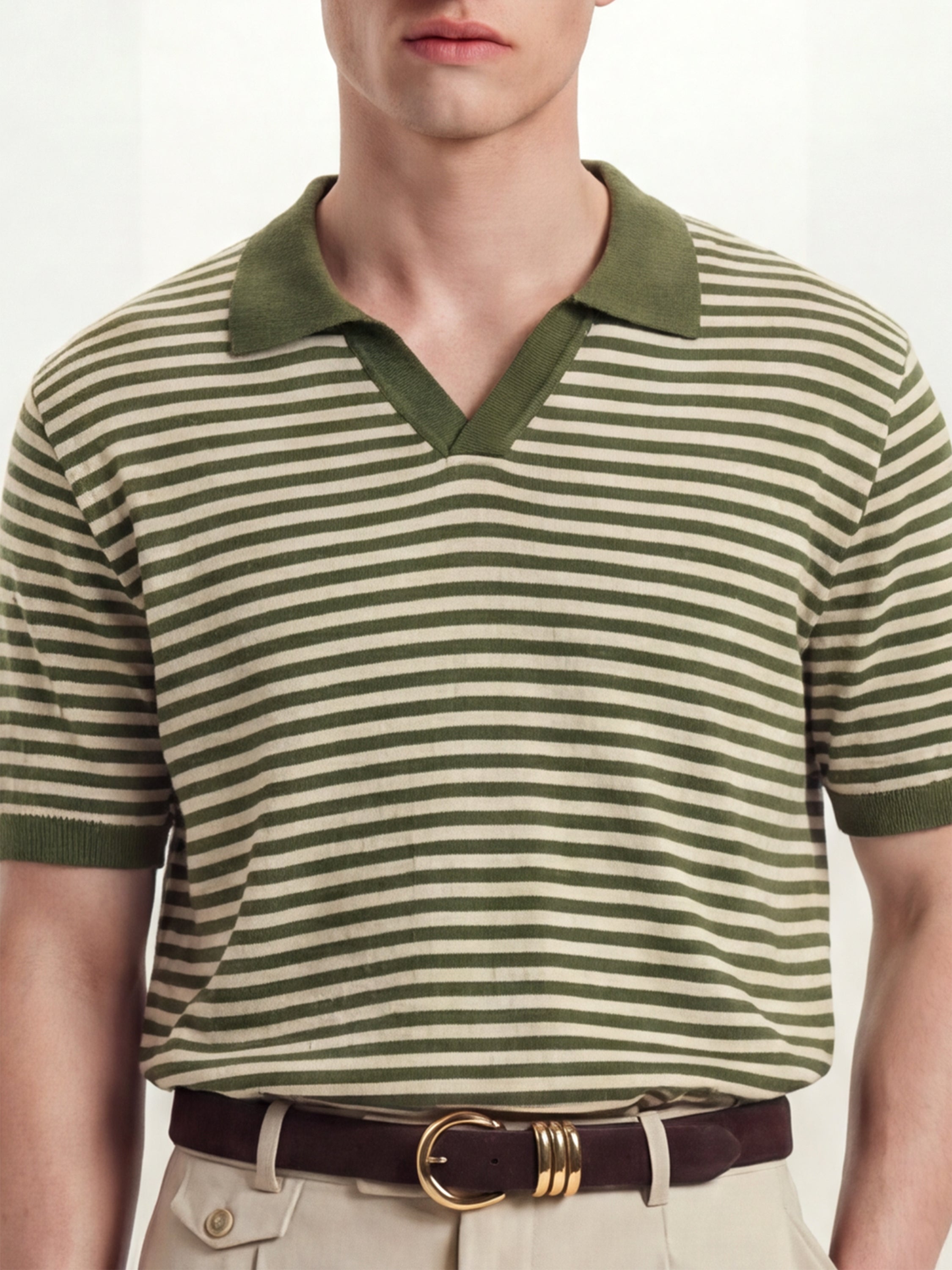 Highlander Men Olive Self Design Polo Collar T-Shirt - Olive - Image 5