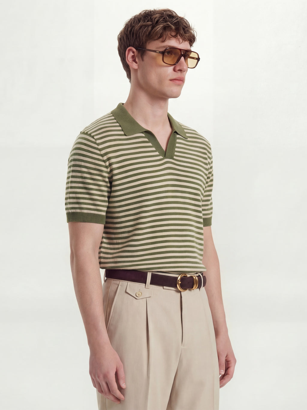 Highlander Men Olive Self Design Polo Collar T-Shirt - Olive - Image 6