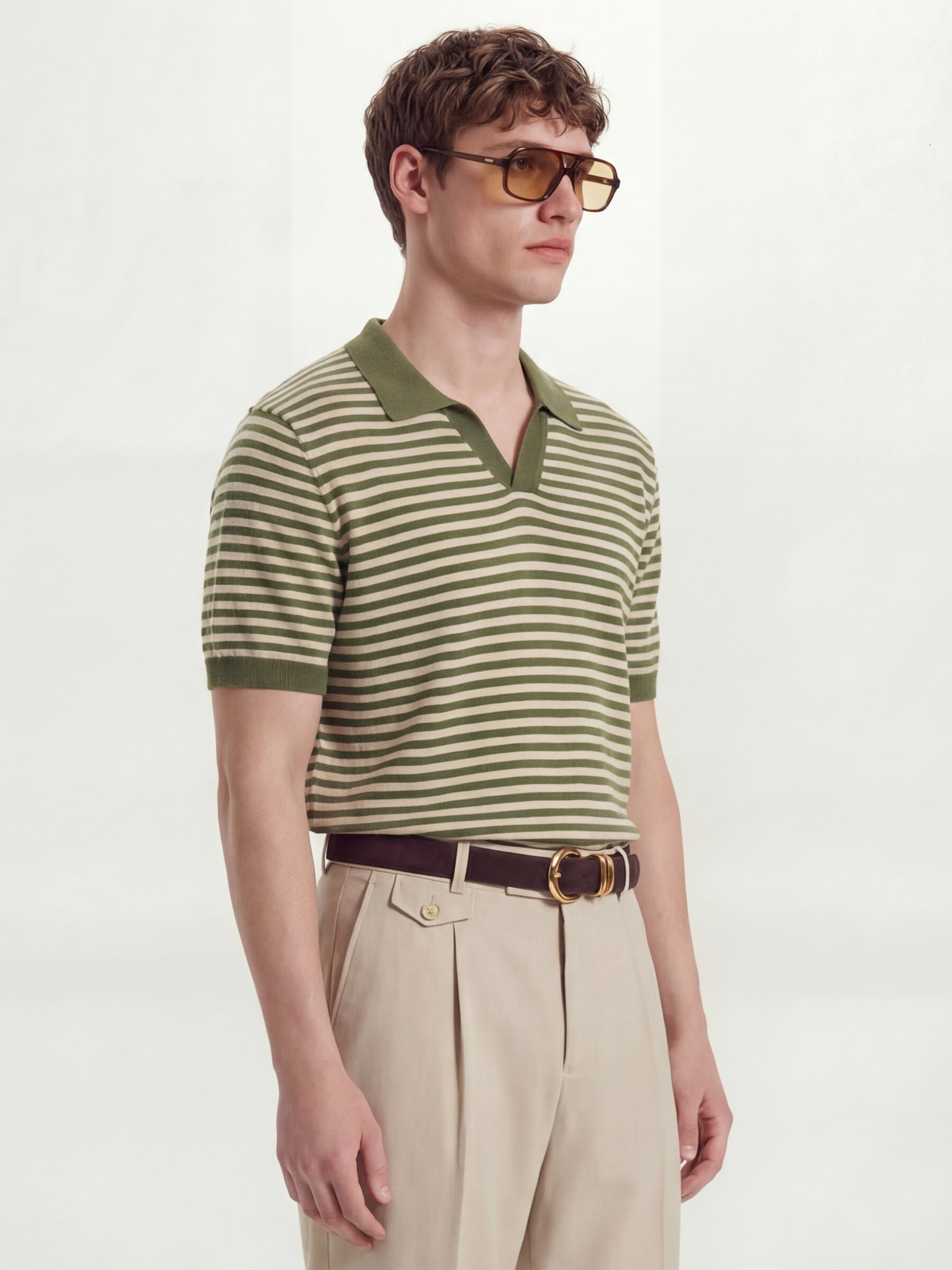 Highlander Men Olive Self Design Polo Collar T-Shirt - Olive - Image 6