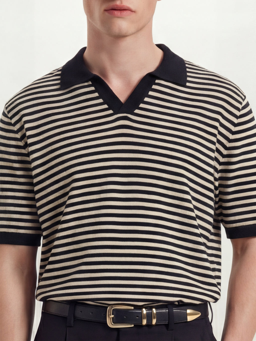 Highlander Men Black Self Design Polo Collar T-Shirt - Black - Image 5