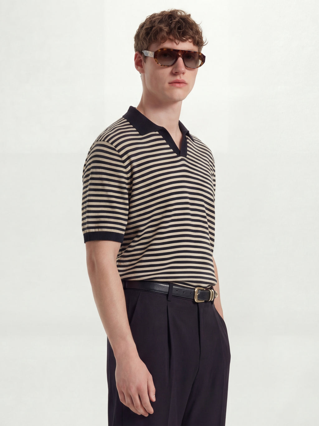 Highlander Men Black Self Design Polo Collar T-Shirt - Black - Image 6