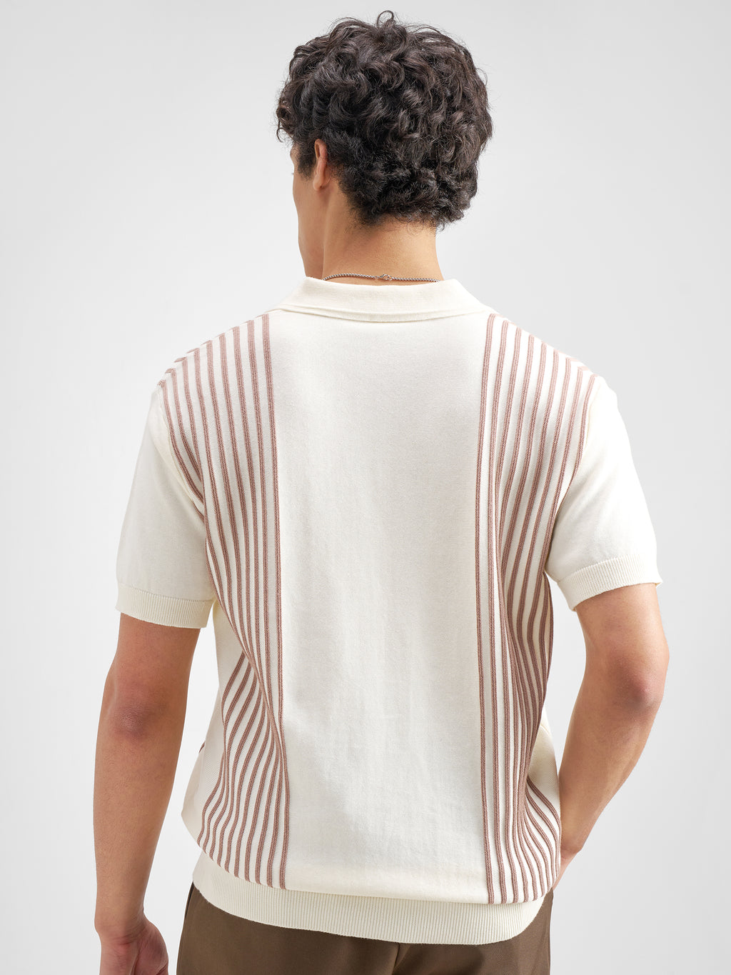 Highlander Men Off White Self Design Polo Collar T-Shirt - Off White - Image 3