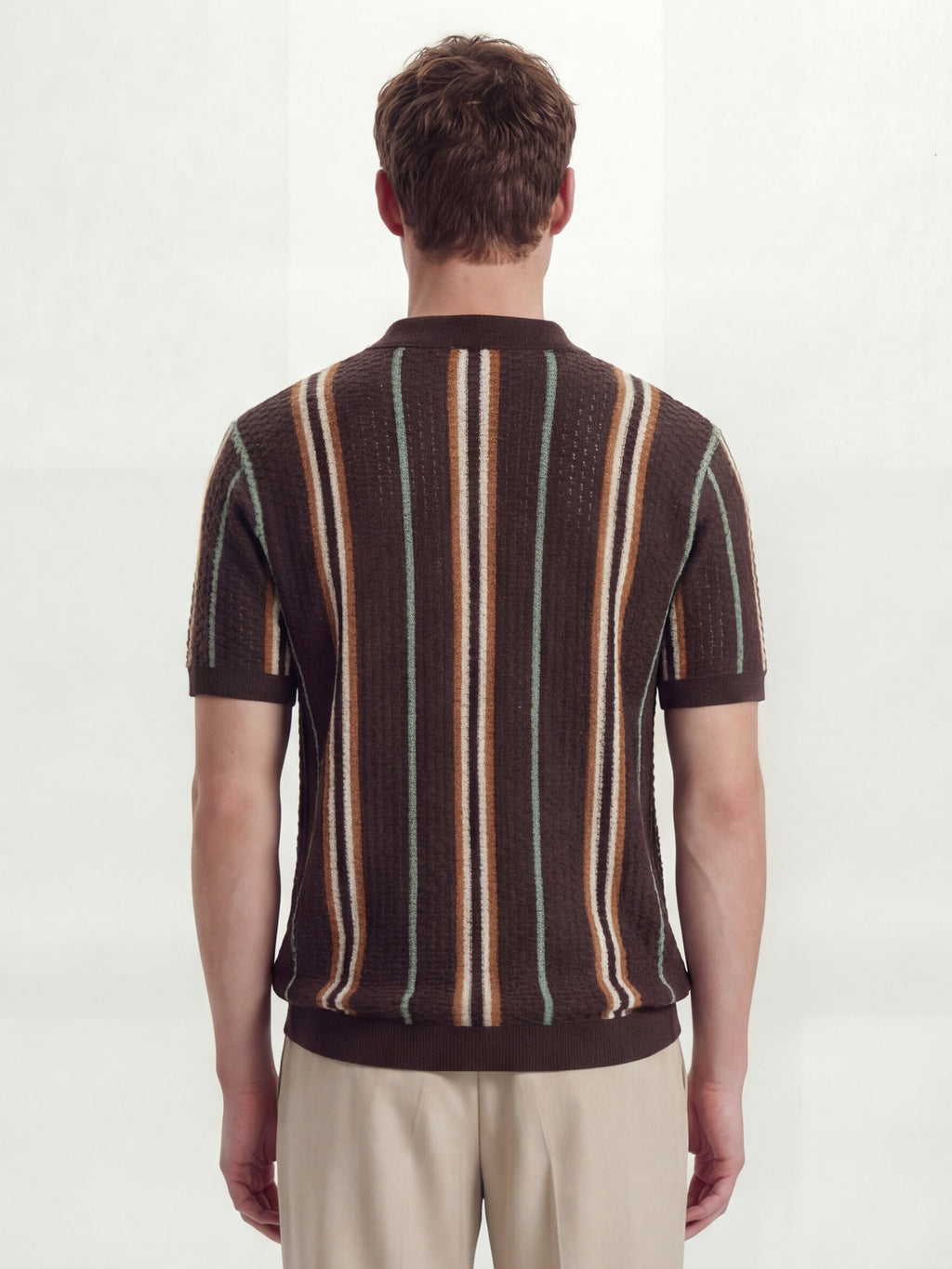 Highlander Men Brown Self Design Polo Collar T-Shirt - Brown - Image 3