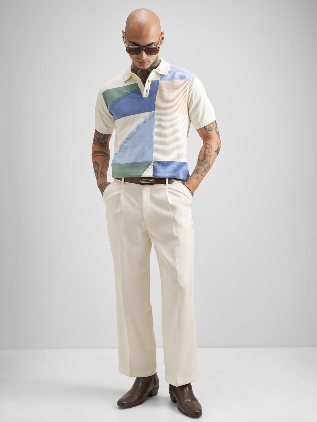 Highlander Men Multi Self Design Polo Collar T-Shirt - Multi - Image 2