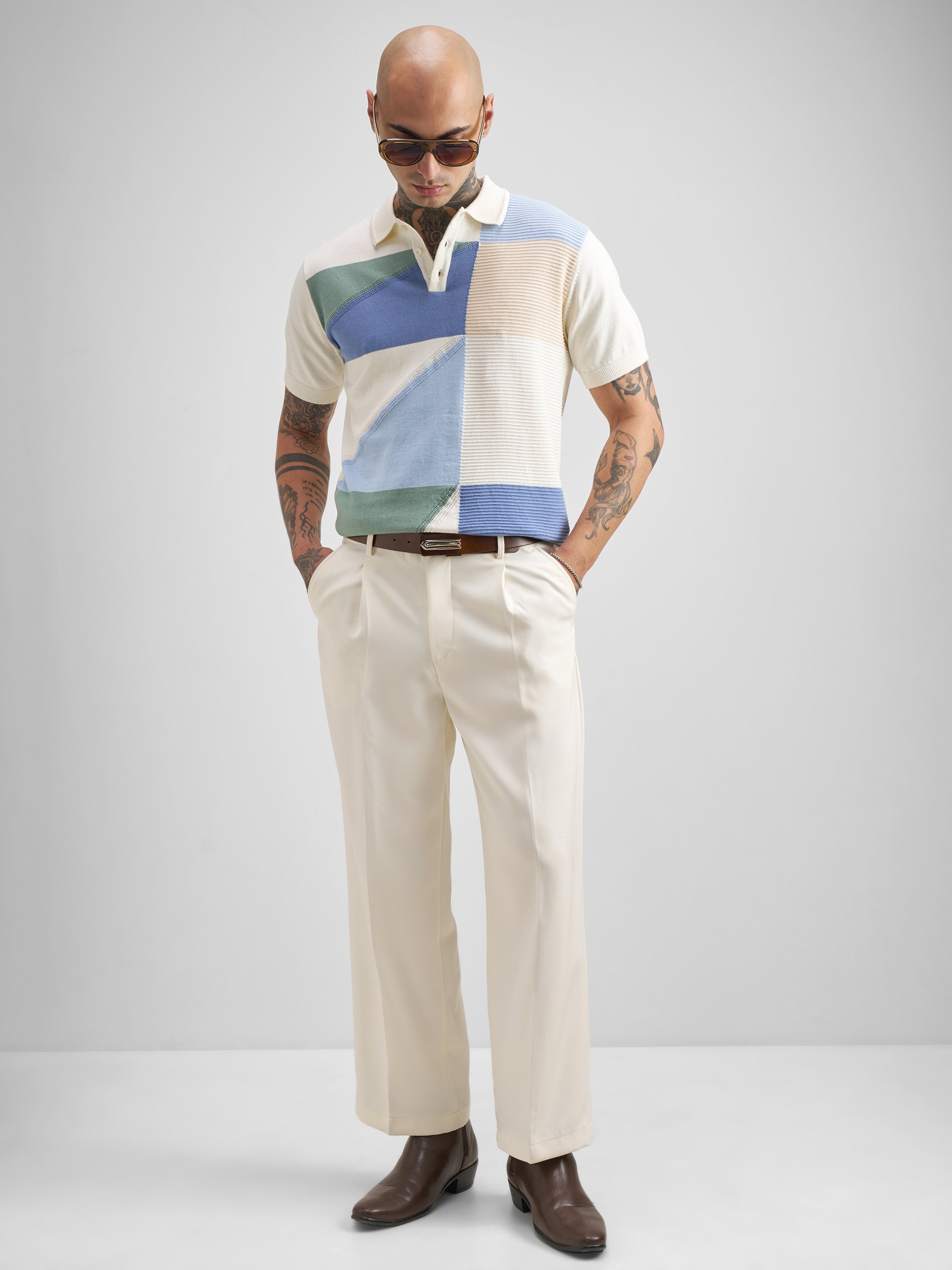 Highlander Men Multi Self Design Polo Collar T-Shirt - Multi - Image 2