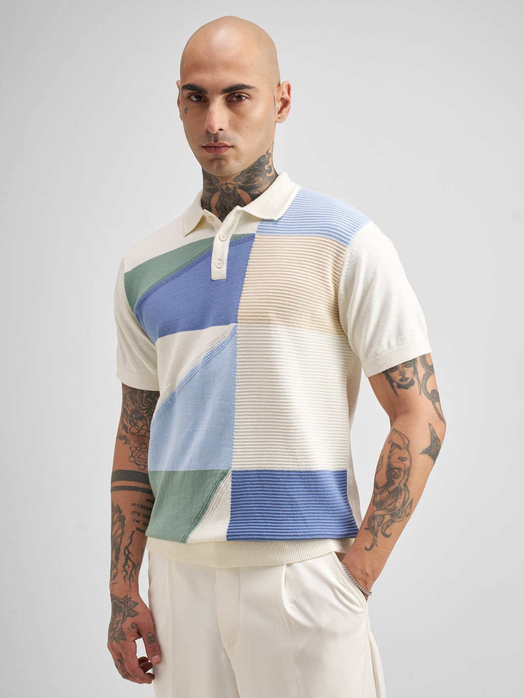 Highlander Men Multi Self Design Polo Collar T-Shirt - Multi - Image 4