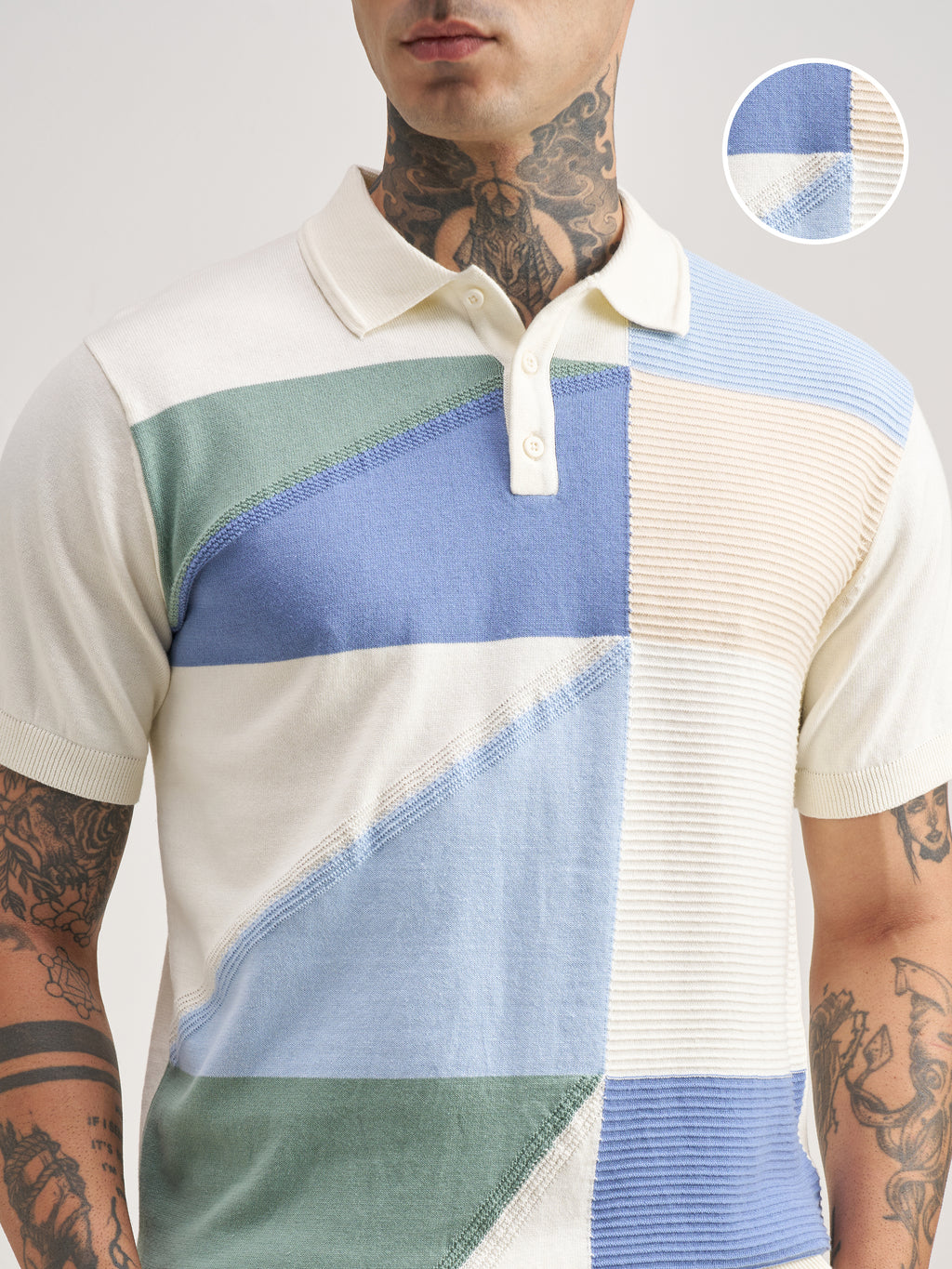 Highlander Men Multi Self Design Polo Collar T-Shirt - Multi - Image 5