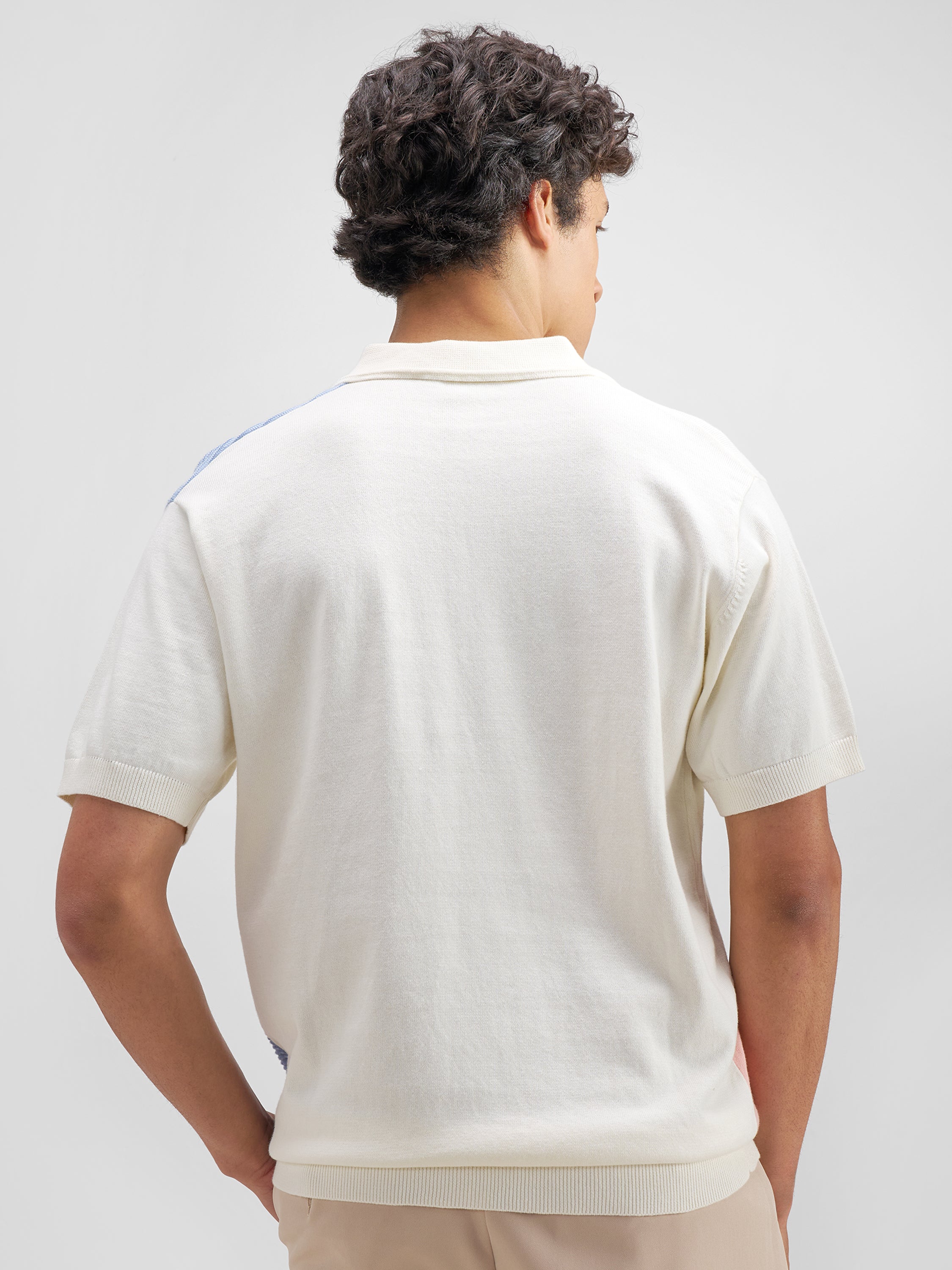 Highlander Men Multi Self Design Polo Collar T-Shirt - Multi - Image 3