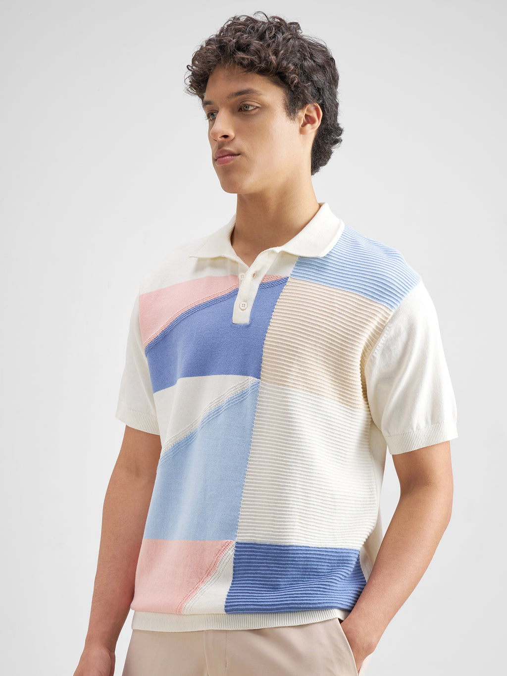 Highlander Men Multi Self Design Polo Collar T-Shirt - Multi - Image 4