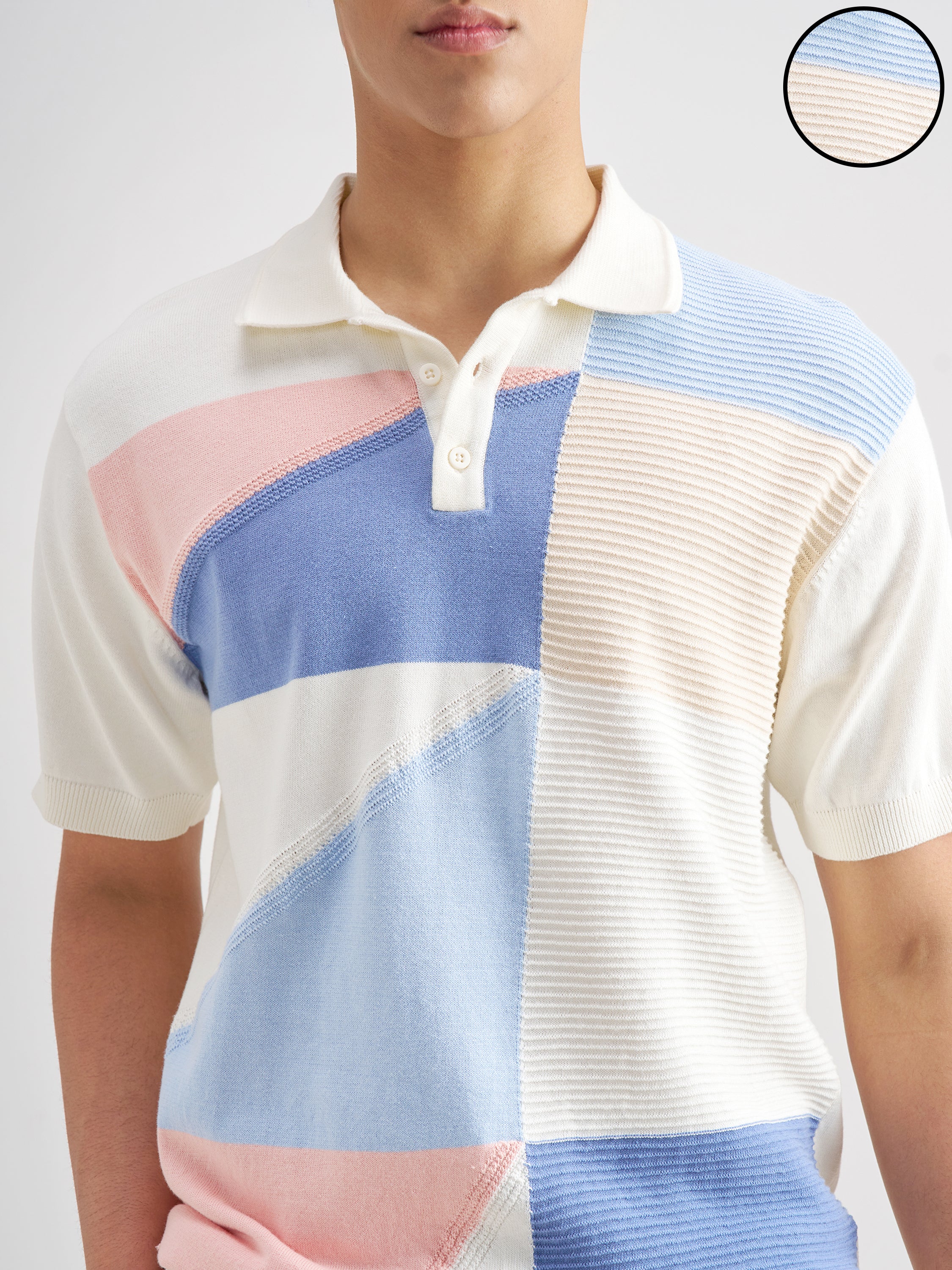 Highlander Men Multi Self Design Polo Collar T-Shirt - Multi - Image 5