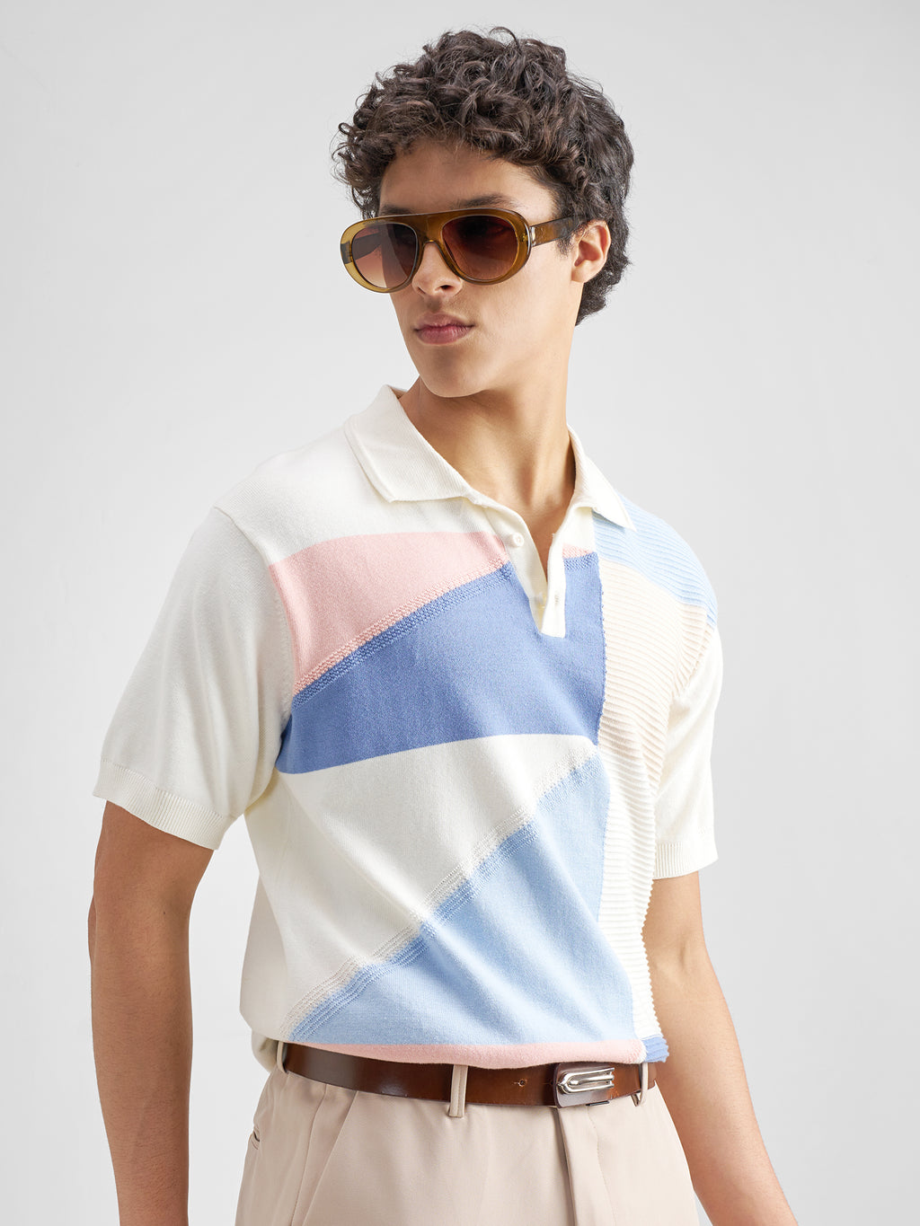Highlander Men Multi Self Design Polo Collar T-Shirt - Multi - Image 6