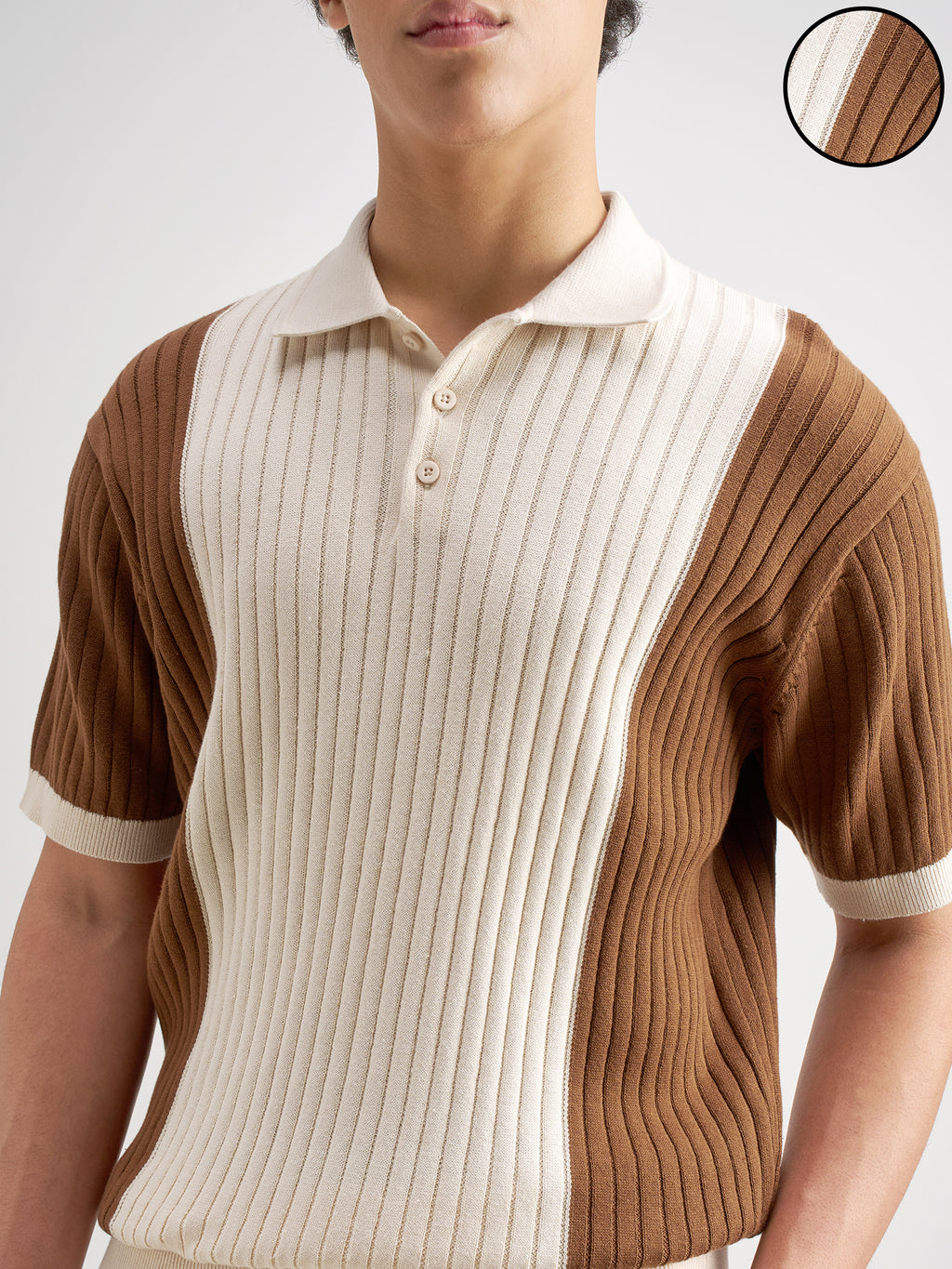 Highlander Men Cream Self Design Polo Collar T-Shirt - Cream - Image 5