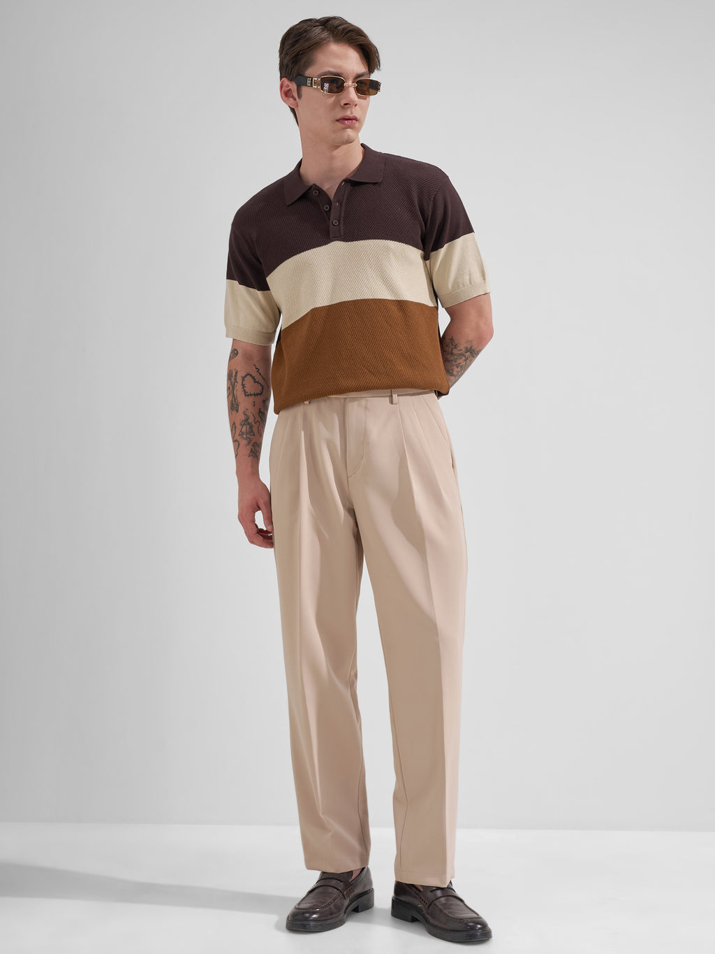Highlander Men Brown Colourblocked Polo Collar T-Shirt