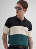 Highlander Men Black Colourblocked Polo Collar T-Shirt