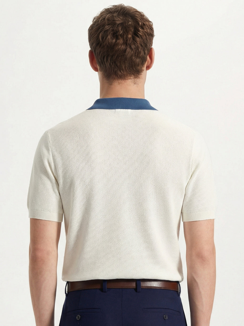 Highlander Men Off White Self Design Polo Collar T-Shirt - Off White - Image 3
