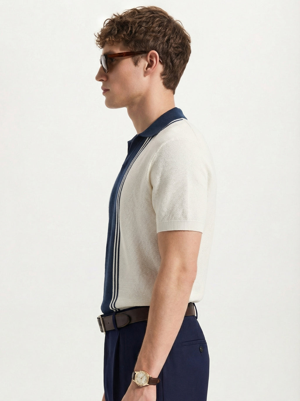 Highlander Men Off White Self Design Polo Collar T-Shirt - Off White - Image 5