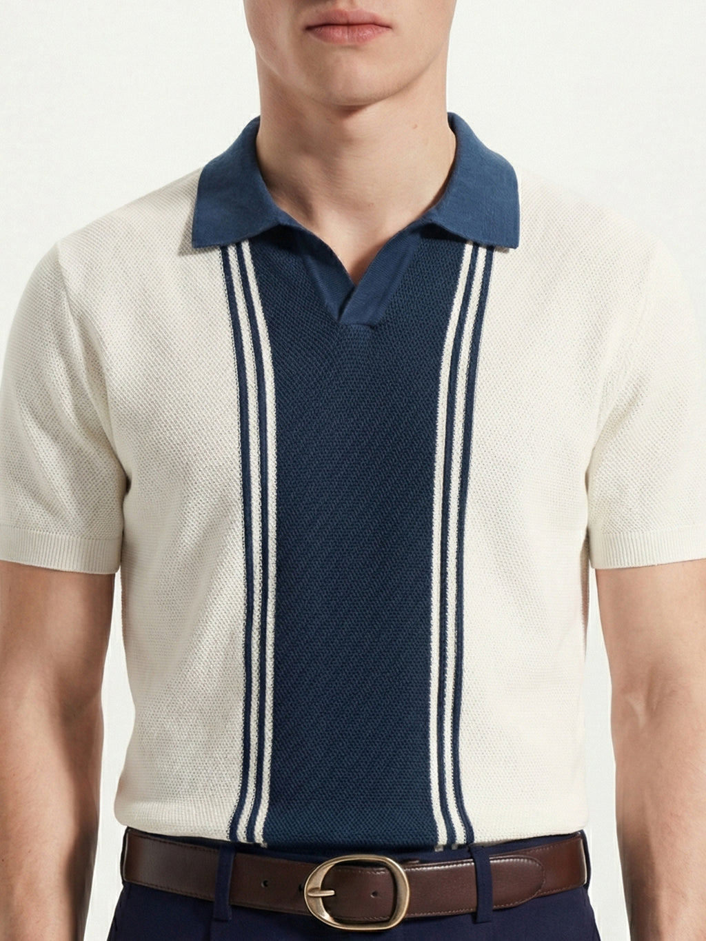 Highlander Men Off White Self Design Polo Collar T-Shirt - Off White - Image 6