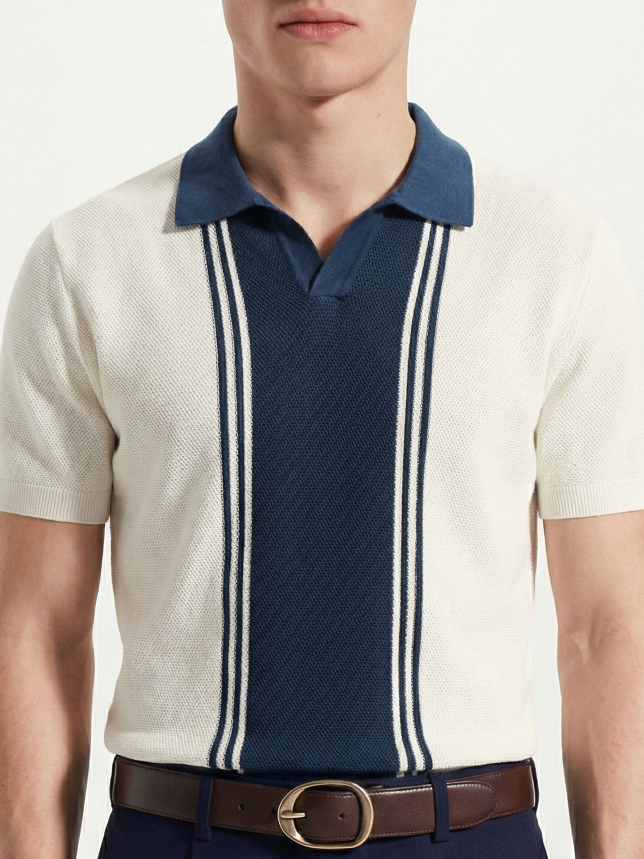 Highlander Men Off White Self Design Polo Collar T-Shirt - Off White - Image 6