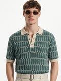 Highlander Men Teal Self Design Polo Collar T-Shirt - Teal - Image 1