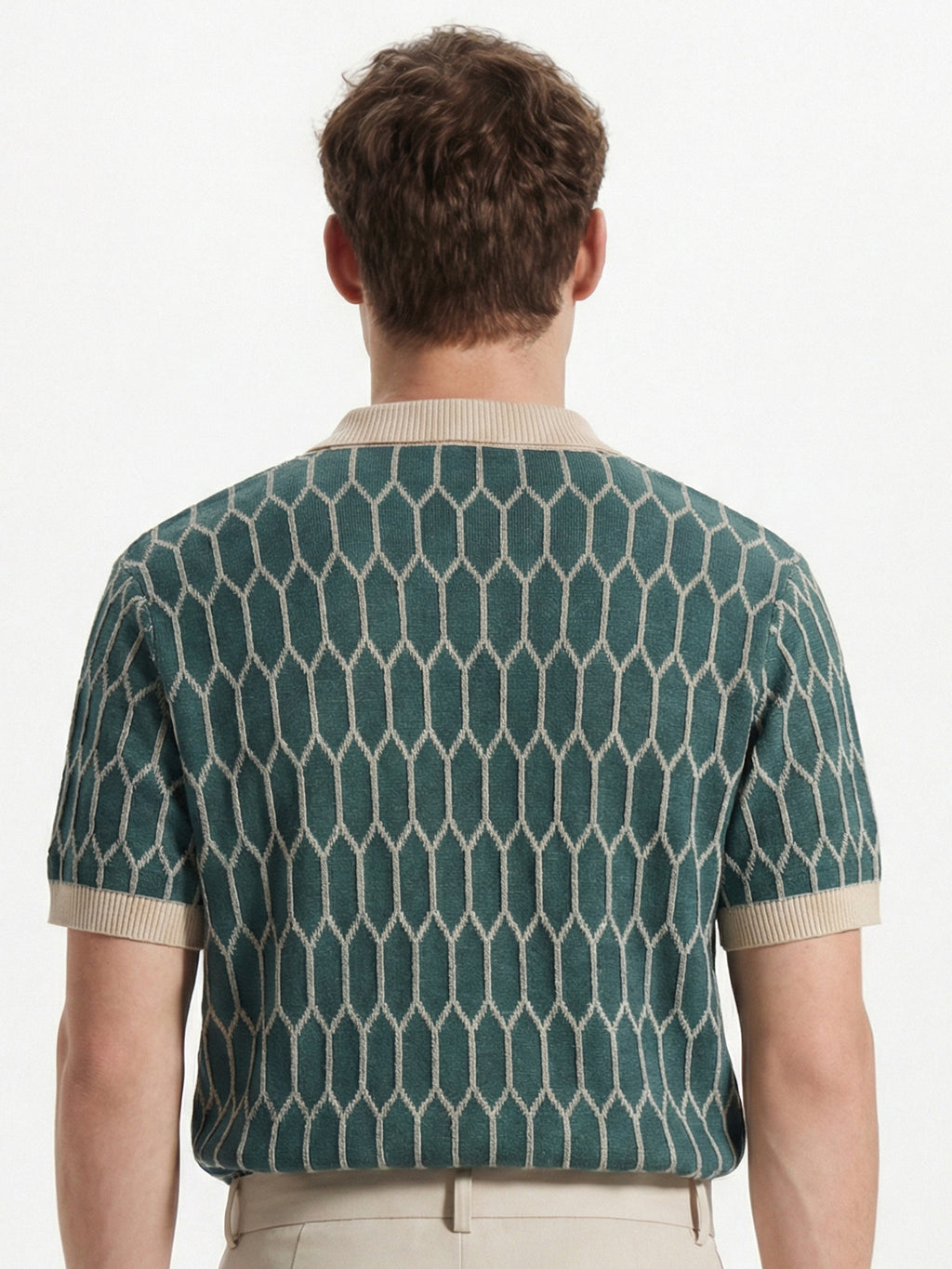 Highlander Men Teal Self Design Polo Collar T-Shirt - Teal - Image 3