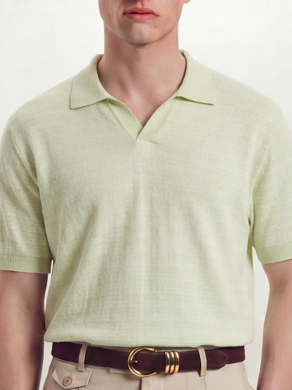 Highlander Men Green Self Design Polo Collar T-Shirt - Green - Image 5