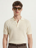 Highlander Men Cream Self Design Polo Collar T-Shirt - Cream - Image 1