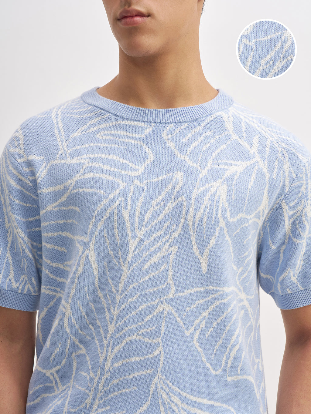 Highlander Men Blue Self Design Round Neck T-Shirt - Blue - Image 5
