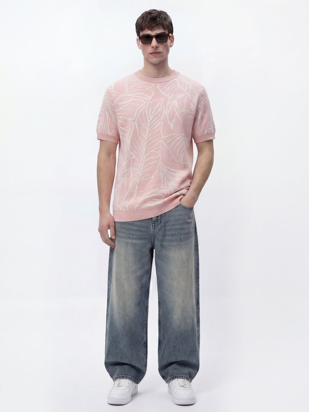 Highlander Men Pink Self Design Round Neck T-Shirt - Pink - Image 2