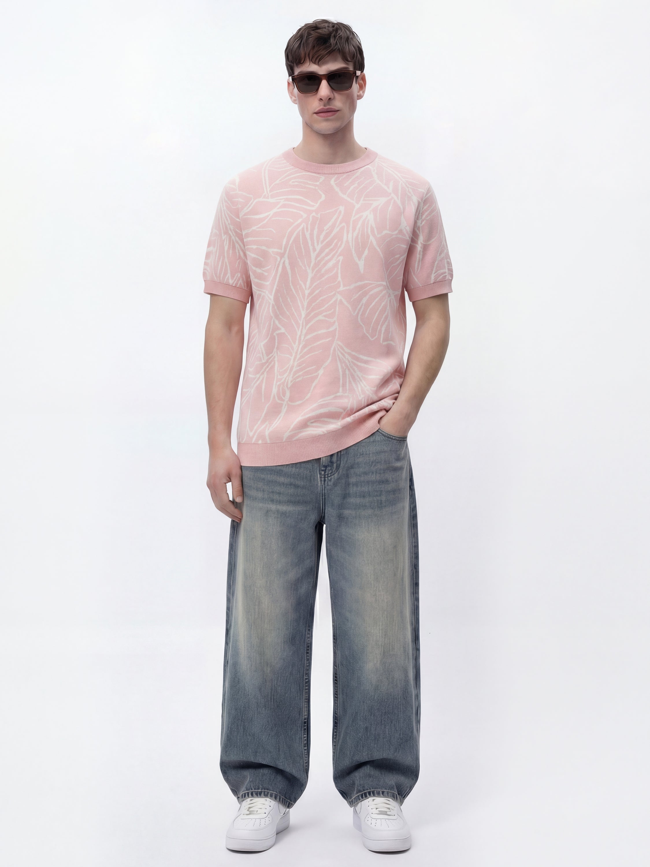 Highlander Men Pink Self Design Round Neck T-Shirt - Pink - Image 2