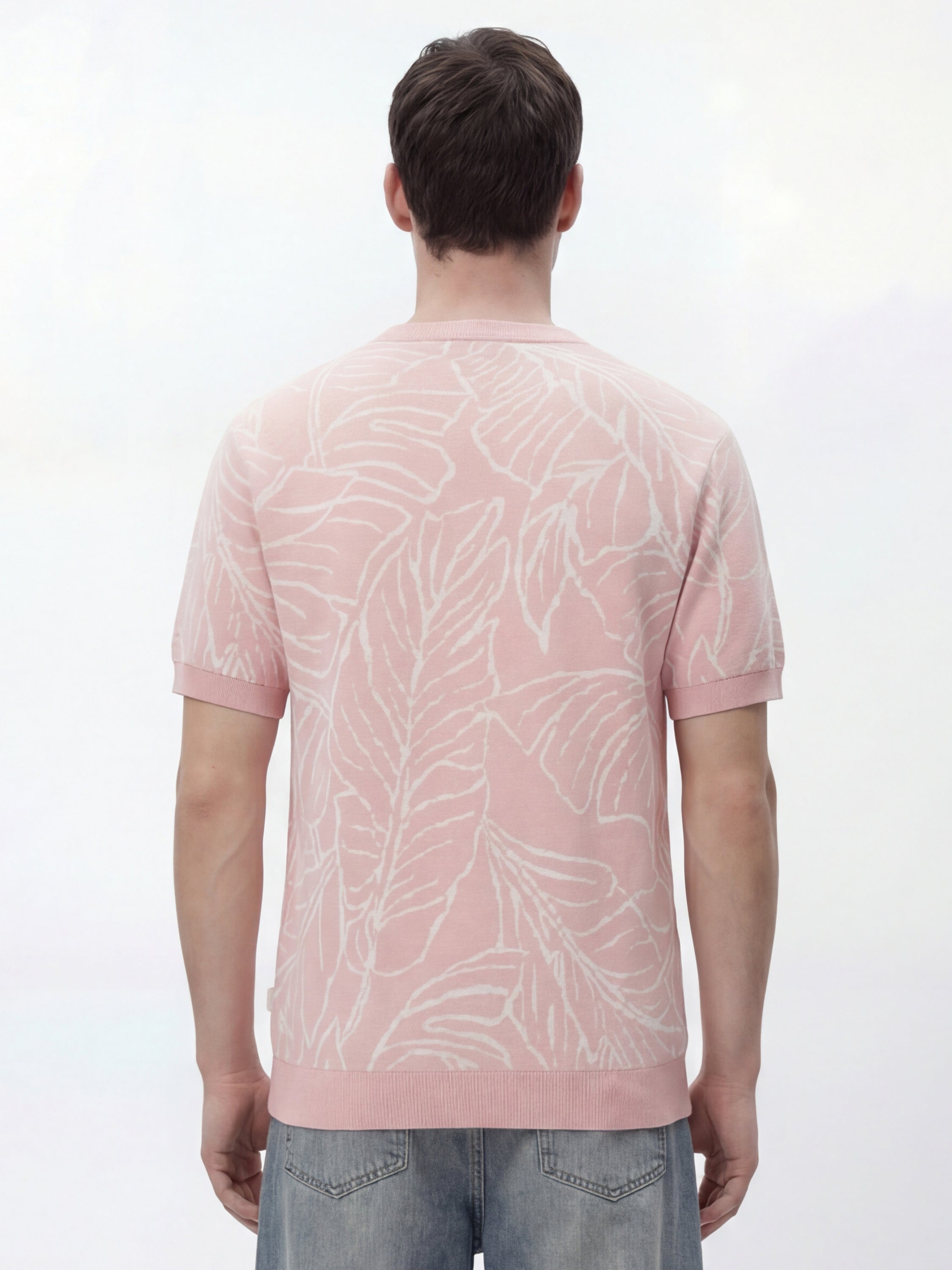 Highlander Men Pink Self Design Round Neck T-Shirt - Pink - Image 3