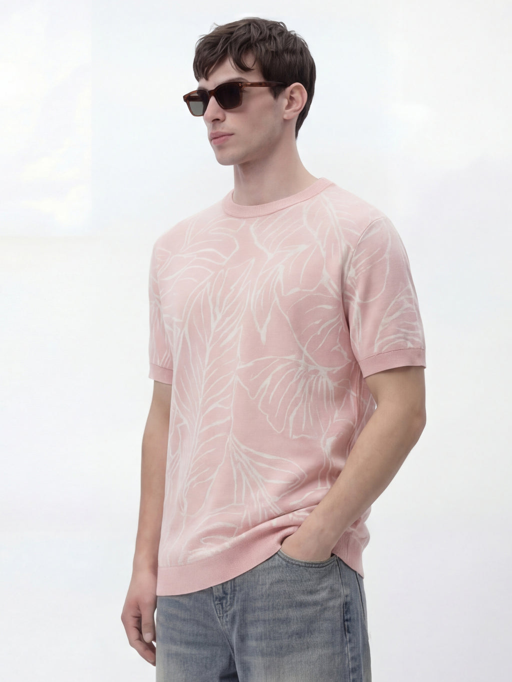 Highlander Men Pink Self Design Round Neck T-Shirt - Pink - Image 4
