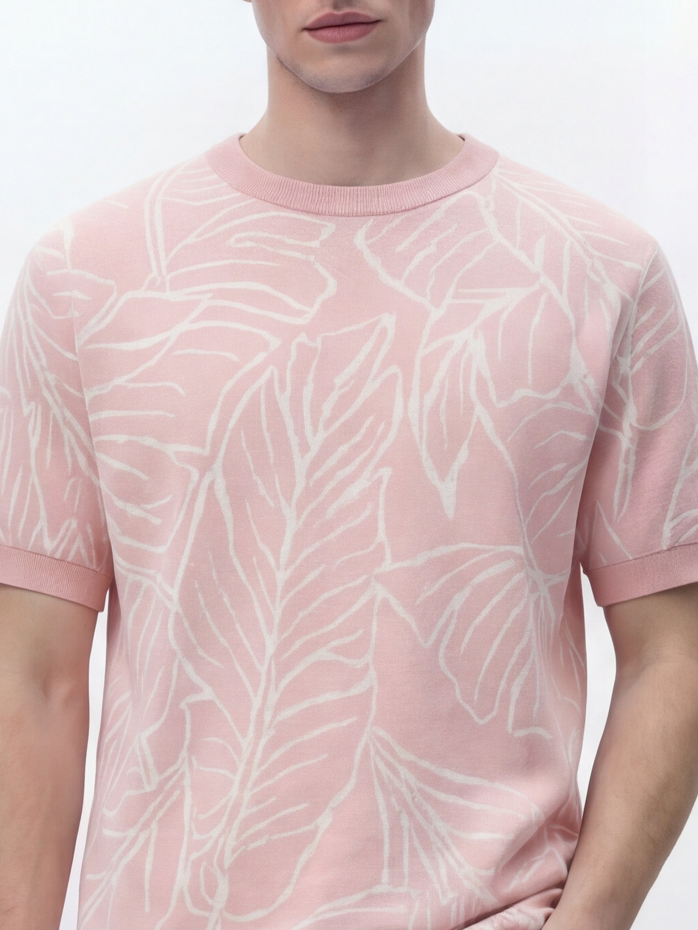 Highlander Men Pink Self Design Round Neck T-Shirt - Pink - Image 5