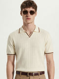Highlander Men Cream Self Design Polo Collar T-Shirt - Cream - Image 1