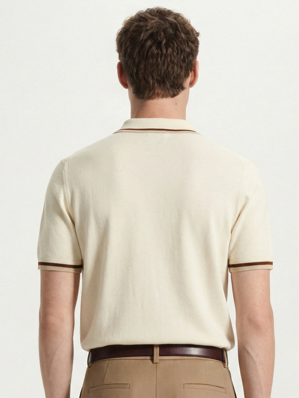 Highlander Men Cream Self Design Polo Collar T-Shirt - Cream - Image 3