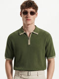 Highlander Men Olive Self Design Polo Collar T-Shirt - Olive - Image 1